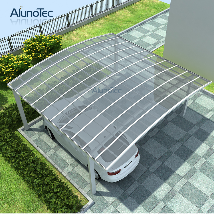 Abri de stationnement de voiture en polycarbonate avec cadre en aluminium de protection UV