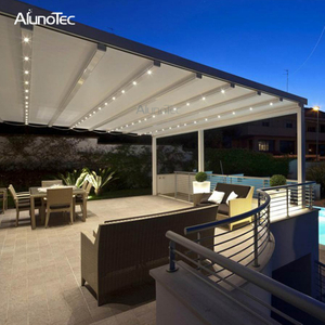Toit escamotable en aluminium de PVC de pergola de tente électrique avec les lumières menées