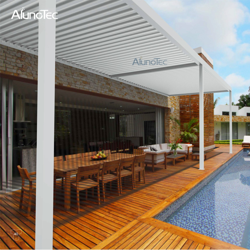 Pergolas en aluminium motorisées par persiennes de villa de parasol imperméable avec le rideau