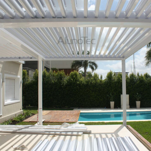 Couvertures de pergola extérieures en aluminium fixées à la maison avec stores latéraux