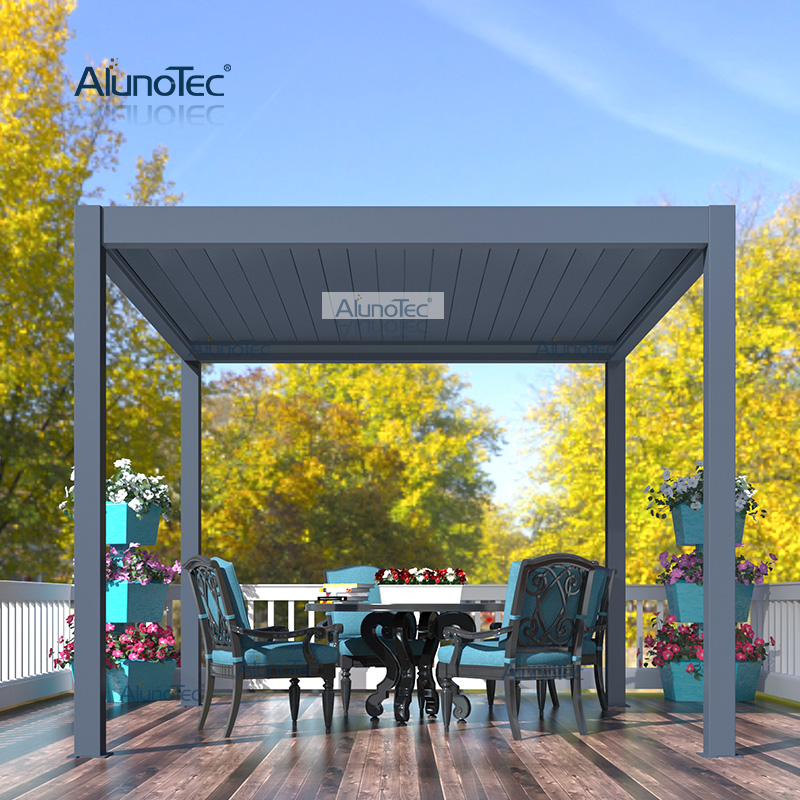AlunoTec Structures de jardin Kits de pergola en aluminium métallique persiennes de toit à persiennes fournisseurs de belvédère avec écran zippé
