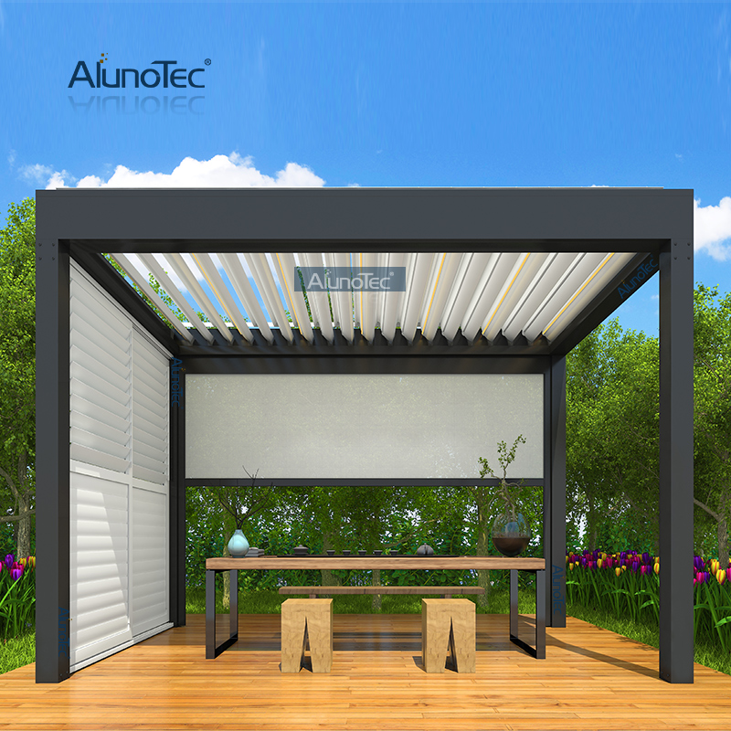 AlunoTec Toit à persiennes motorisées Gazebo Auvent à persiennes Kits de toit électrique Stores Pergolas de patio à vendre