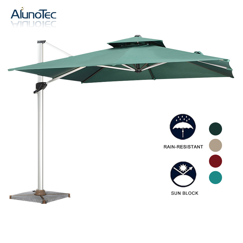Parasols en aluminium en porte-à-faux pliants anti-UV pour parasols de patio extérieur