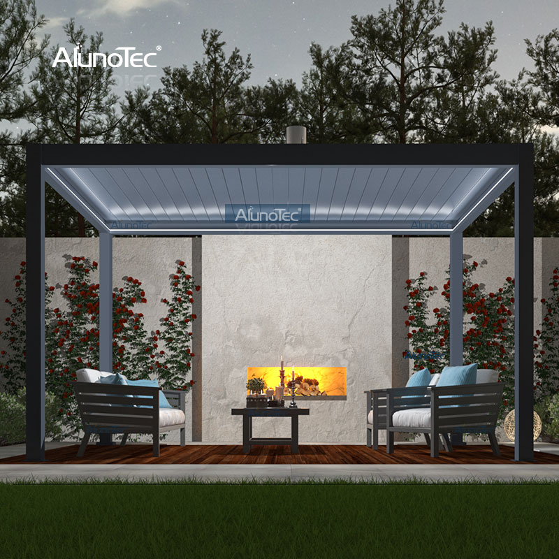 AlunoTec Structures de jardin Kits de pergola en aluminium métallique persiennes de toit à persiennes fournisseurs de belvédère avec écran zippé