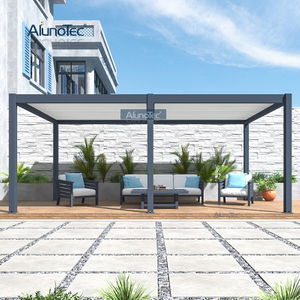 Pergola à persiennes en aluminium à ouverture manuelle AlunoTec avec manivelle pour jardin