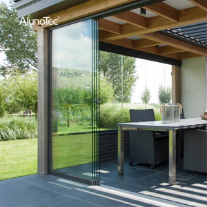 AlunoTec Pergola Portes en verre Portes de douche Porte coulissante extérieure en verre durable sans cadre