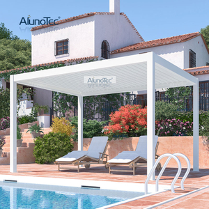 AlunoTec Structures de jardin Kits de pergola en aluminium métallique persiennes de toit à persiennes fournisseurs de belvédère avec écran zippé